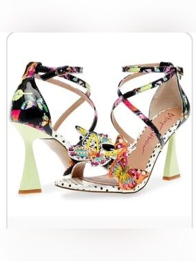 Betsey Johnson Trudie Butterfly Beaded
Ankle Strap Sandals - Size 9.5